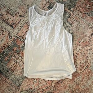 White Sleeveless Tank Top with Rounded Neckline